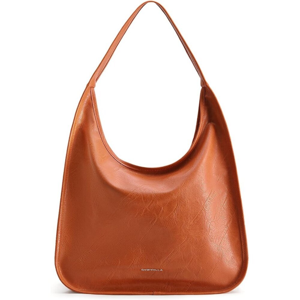 Newbella Women's Orange Soft PU Leather Stylish Tote Hobo Purses with Zipper